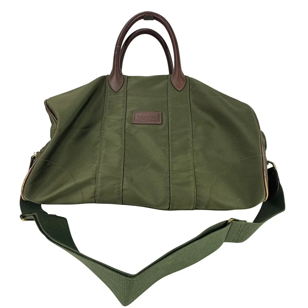 POLO GOLF CHARLESTON Canvas Leather Trim Duffle Bag Olive Green Travel Weekend
